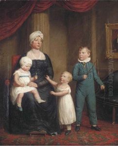A Group Portrait Of A Mother And Her Three Children, In An Interior A Group Portrait Of A Mother And Her Three Children, In An Interior