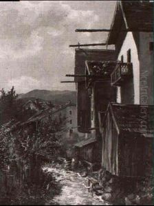 Bauernhauser Am Bach Im Alpental
