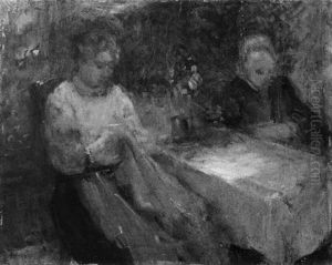 Zwei Frauen Bei Der Handarbeit Zwei Frauen Bei Der Handarbeit