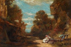 Monk In A Rocky Landscape by Carl Spitzweg