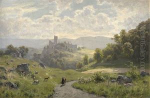 Idyllische Ansicht Der Wartburg by August (Karl Martin A.) Splitgerber