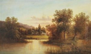 Alpenlandschaft Mit See. Abendstimmung