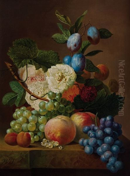 Blumenstillleben Mit Fruchten - view 1