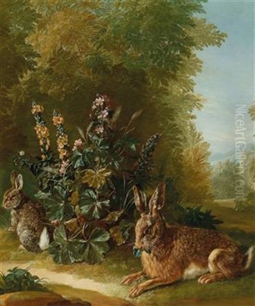 Two Hares In A Landscape - view 1