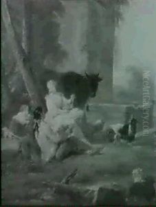 Scene Pastorale Dans Des Ruines Romaines by Jan Jakob (Jean Jacques) Spoede