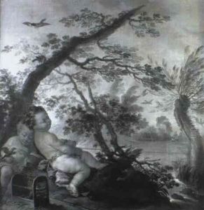 Deux Putti Jouant Au Bord D'une Riviere by Jan Jakob (Jean Jacques) Spoede