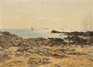 Felsige Kuste Mit Blick Auf Das Offene Meer by Eduard Spoerer