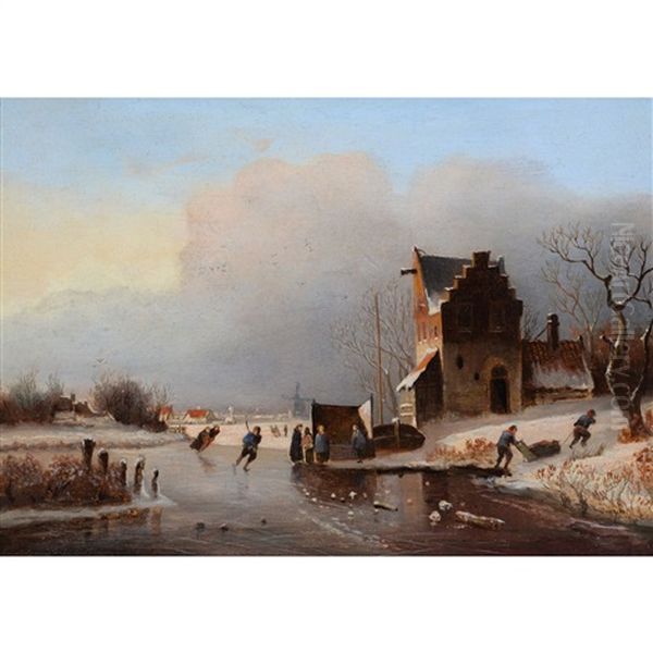 Skaters In A Winter Landscape - view 1