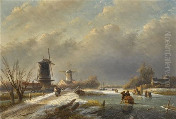 Winter Landscape With Windmills - view 1
