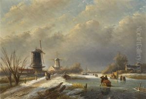 Winter Landscape With Windmills by Jan Jacob Spohler