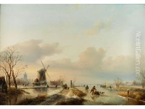 Winterlandschaft Mit Eislaufern by Jan Jacob Spohler