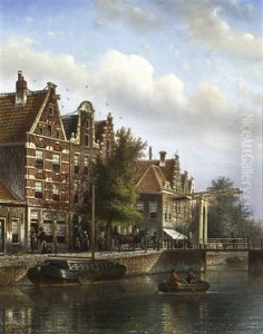 A Dutch Canal by Johannes Franciscus Spohler