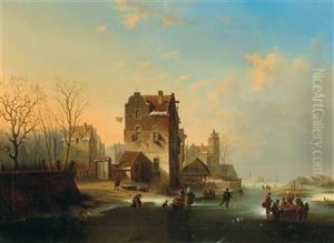Winter Landscape With Ice Skaters