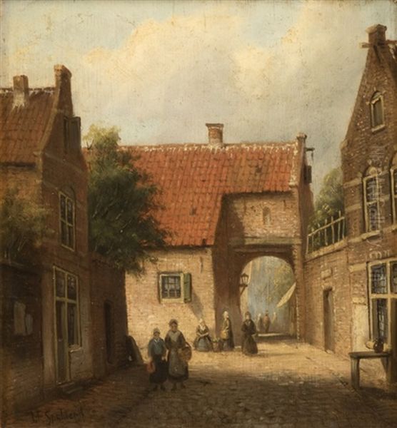 Dutch Street Scene With Figures - view 1
