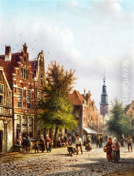 Hollands Stadsgezicht Met Figuren - view 1