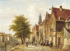 On The Canal Side, Amsterdam by Johannes Franciscus Spohler