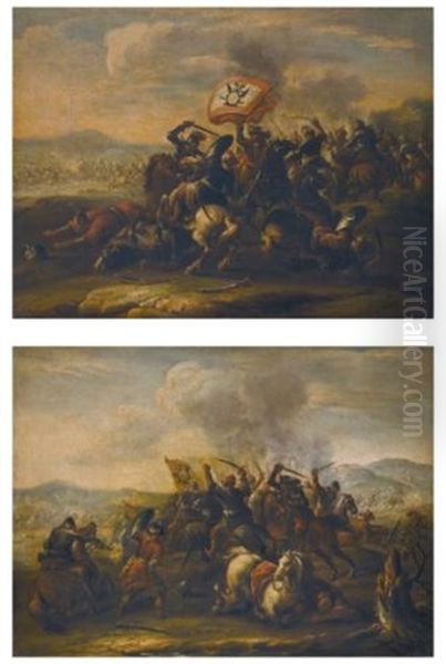 Two Battle Scenes Between Austrian Imperial Troops And Ottoman Cavalry (pair) - view 1