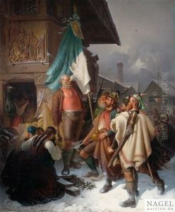Balthasar Mayr, Der Schmied Von Kochel Zieht Mit Den Bauern Des Gebirges Dem Fursten Max Emanuel Zu Hilfe by Philipp Sporrer