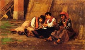 Tre Contadine A Riposo by Eugenio Spreafico