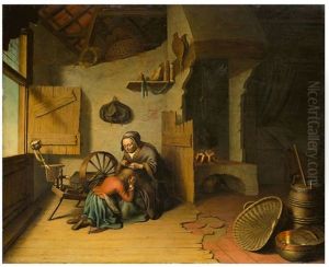 An Old Woman, Combing A Child's Hair