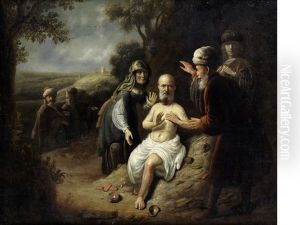 Job With His Wife And Other Figures Job With His Wife And Other Figures