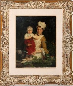 Motehr And Child Feeding Birds Motehr And Child Feeding Birds