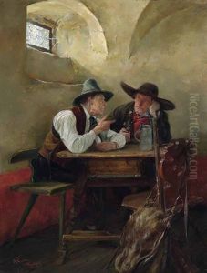 Zwei Sudtiroler Bauern In Der Stube by Alfons Spring