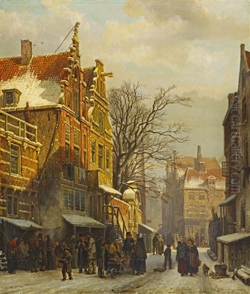 Winterliche Szene Im Judischen Viertel In Amsterdam - view 1