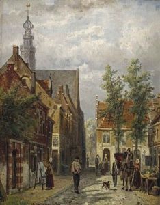 A View Of The Oosterkerk, Hoorn by Cornelis Springer