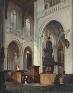 Interior Of The Nieuwe Kerk, Amsterdam by Cornelis Springer