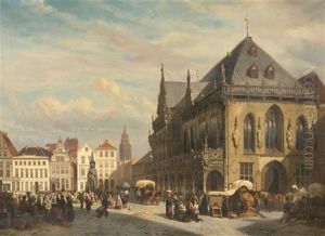 Market Square In Bremen by Cornelis Springer