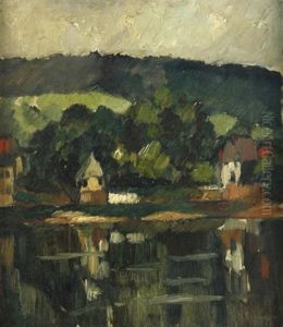 Blick Uber Einen Fluss Auf Ein Ufer Mit Hausern (moselansicht ?)