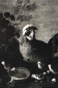 Fancy Hen And Her Chicks by Jan (Johannes) Spruyt