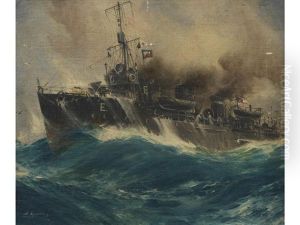 Battleship In Stormy Waters by Jack Spurling
