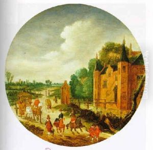 Reisende Vor Einem Wasserschloss