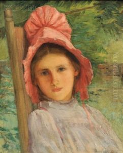 Portrait Of A Girl In A Pink Bonnet