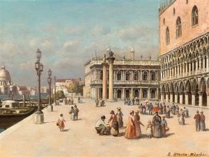 Piazetta In Venice by Ernst Stache