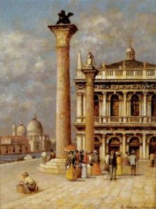 Die Piazzetta In Venedig Mit Blick Auf Die Libreria Vechia by Ernst Stache