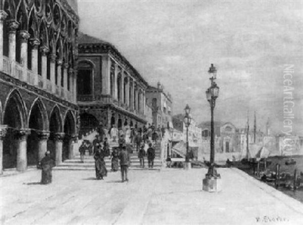 Venedig.blick Vom Dogenpalast Den Molo Entlang - view 1