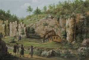 Rocks And Cave In Mnikow by Teodor Baltazar Stachowicz