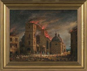 Fire The Dominican Church In Krakow by Teodor Baltazar Stachowicz
