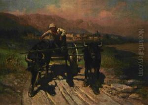 Ochsengespann Mit Einem Russischen Fuhrmann by Wladyslaw Stachowski