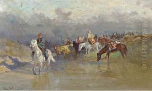 Cossacks Crossing A River by Wladyslaw Stachowski