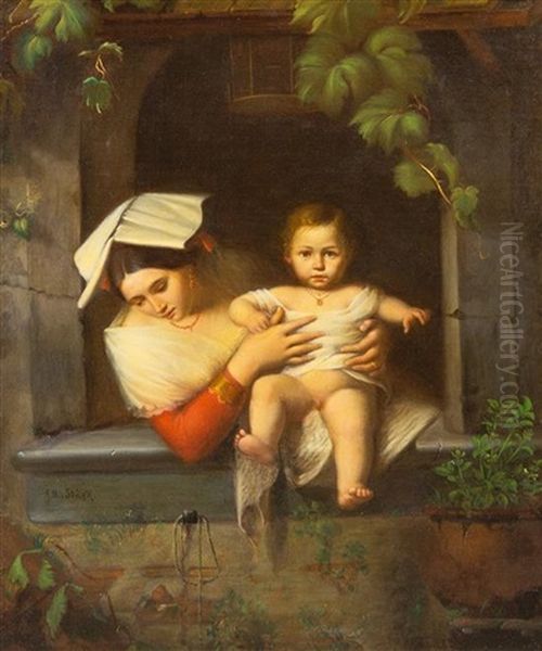 Mother And Child At A Window - view 1