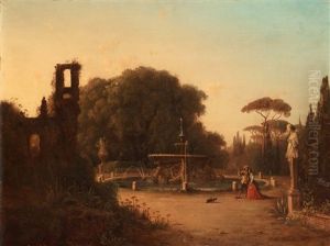 Fontana Dei Cavalli I Villa Borghese by Joseph Magnus Stack