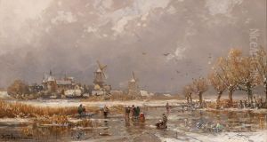 Winter Pleasures On The Ice by Adolf Stademann