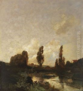 Mooslandschaft Mit Gehoften (voralpenland) by Toni von Stadler