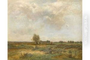 Landschaft Mit Ausblick Auf Ein Dorf by Toni von Stadler