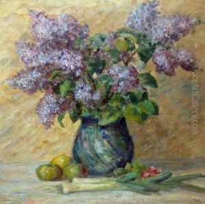 Still Life Study Of Lilac In A Vase by Hedvig Brandt