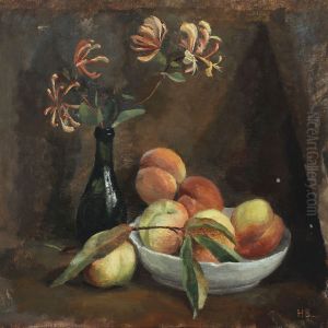 Still-life With Peaches And Caprifolium by Hedvig Brandt